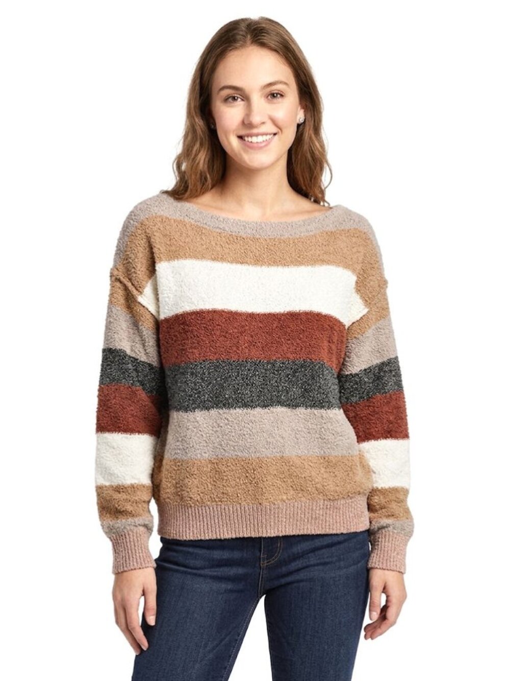 Free People Striped Knit Sweater, Multicolor Cotton Blend, Womens Size Medium